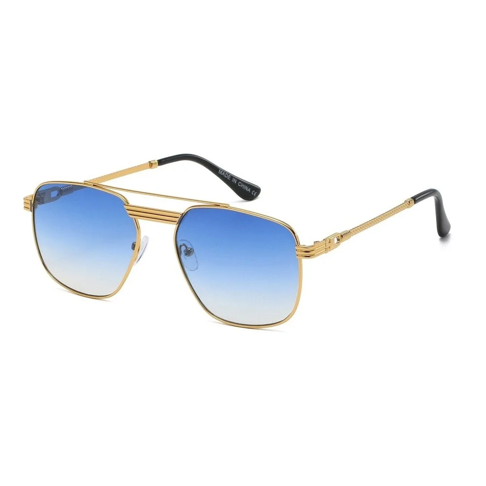 Men Sunglasses Fashion Blue Lens Gold Frame Square Retro Classic UV400 Lentes‎